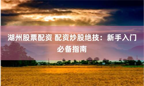 湖州股票配资 配资炒股绝技：新手入门必备指南