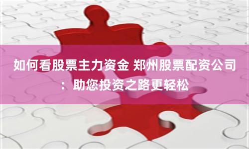如何看股票主力资金 郑州股票配资公司：助您投资之路更轻松